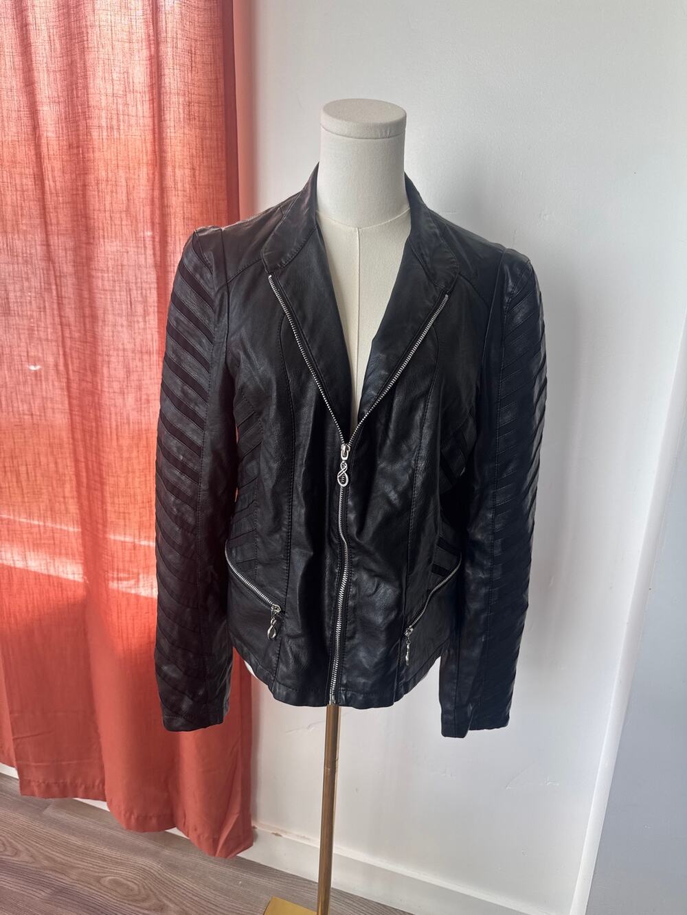 Downtown Coalition Faux Vegan Leather Biker Jacket Edgy Alt Alternative Goth